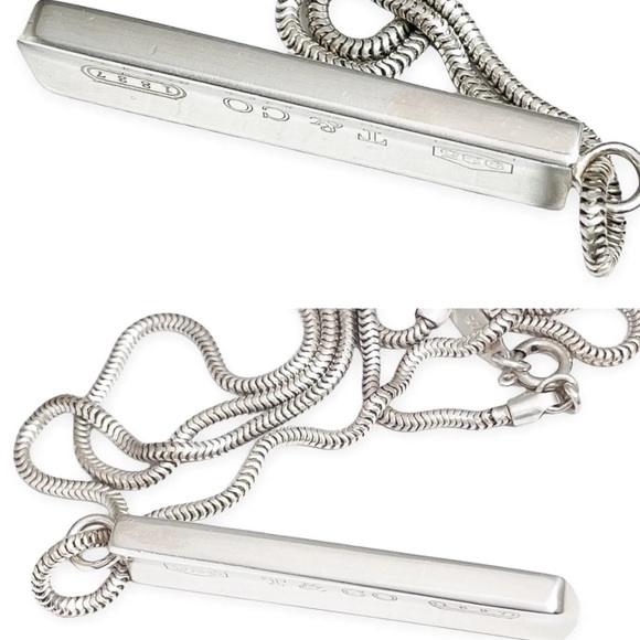 Authentic Rare Vintage Tiffany & Co. 925 Sterling Silver 1837 Bar Pendant - Picture 11 of 13